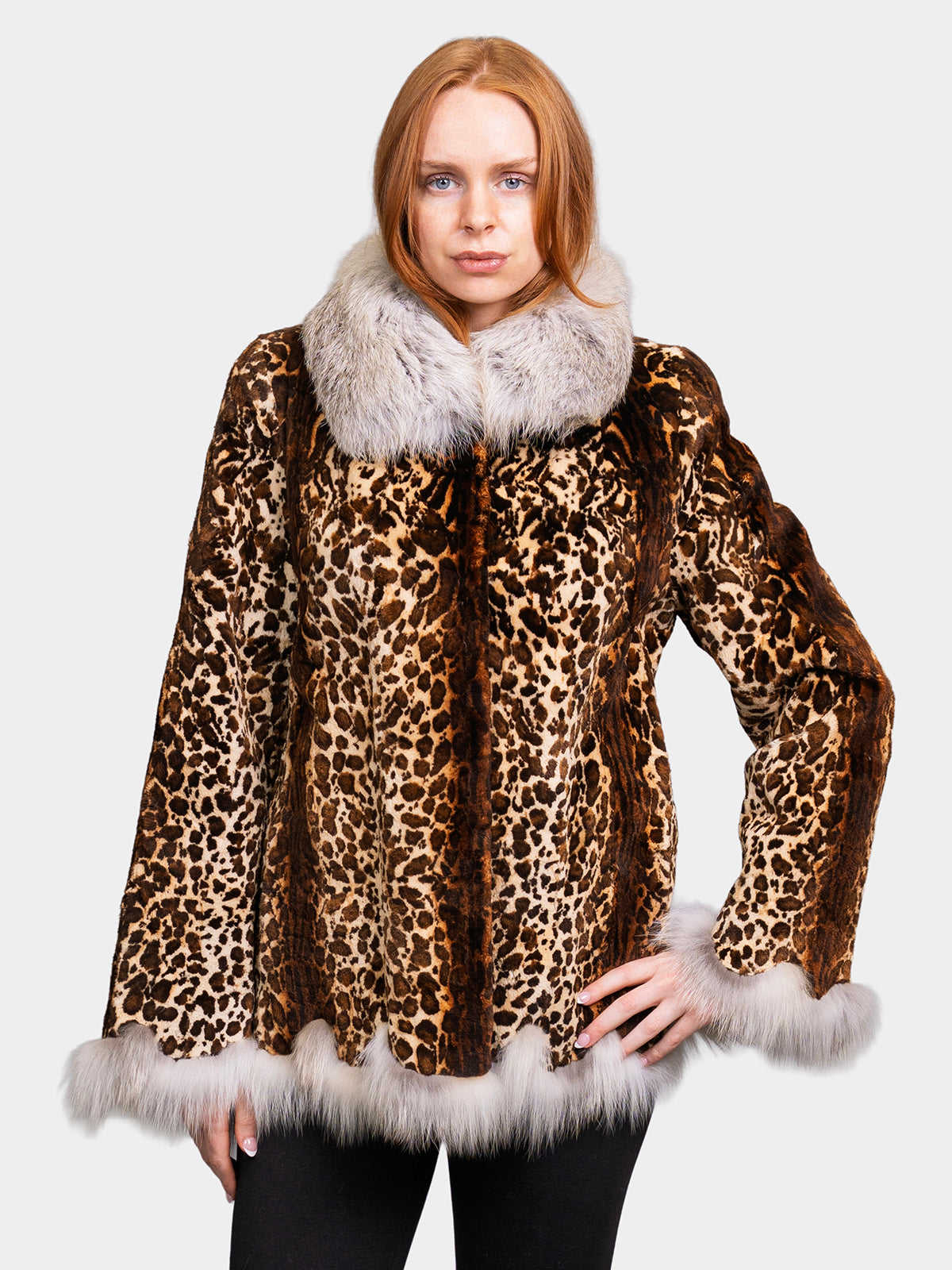 Women's Animal Print Sheared Beaver Jacket
