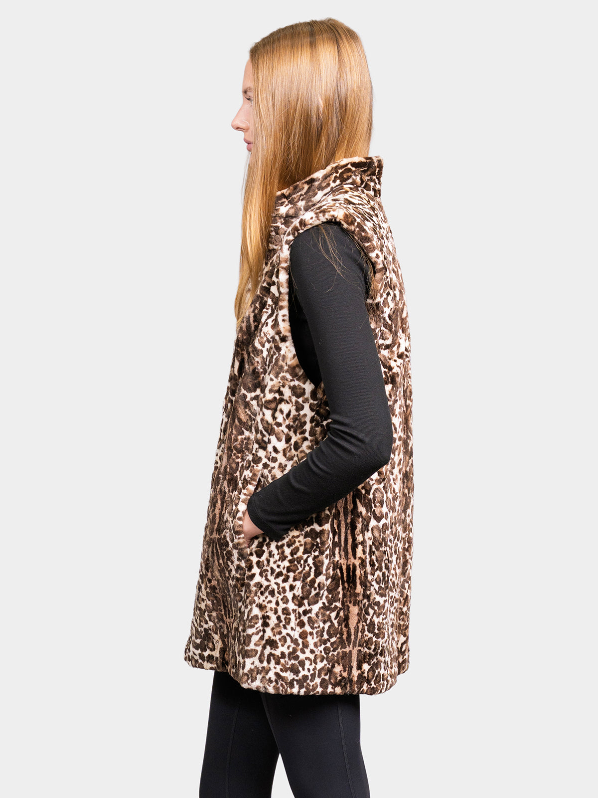 Women's Animal Print Micro Sheared Mink Vest