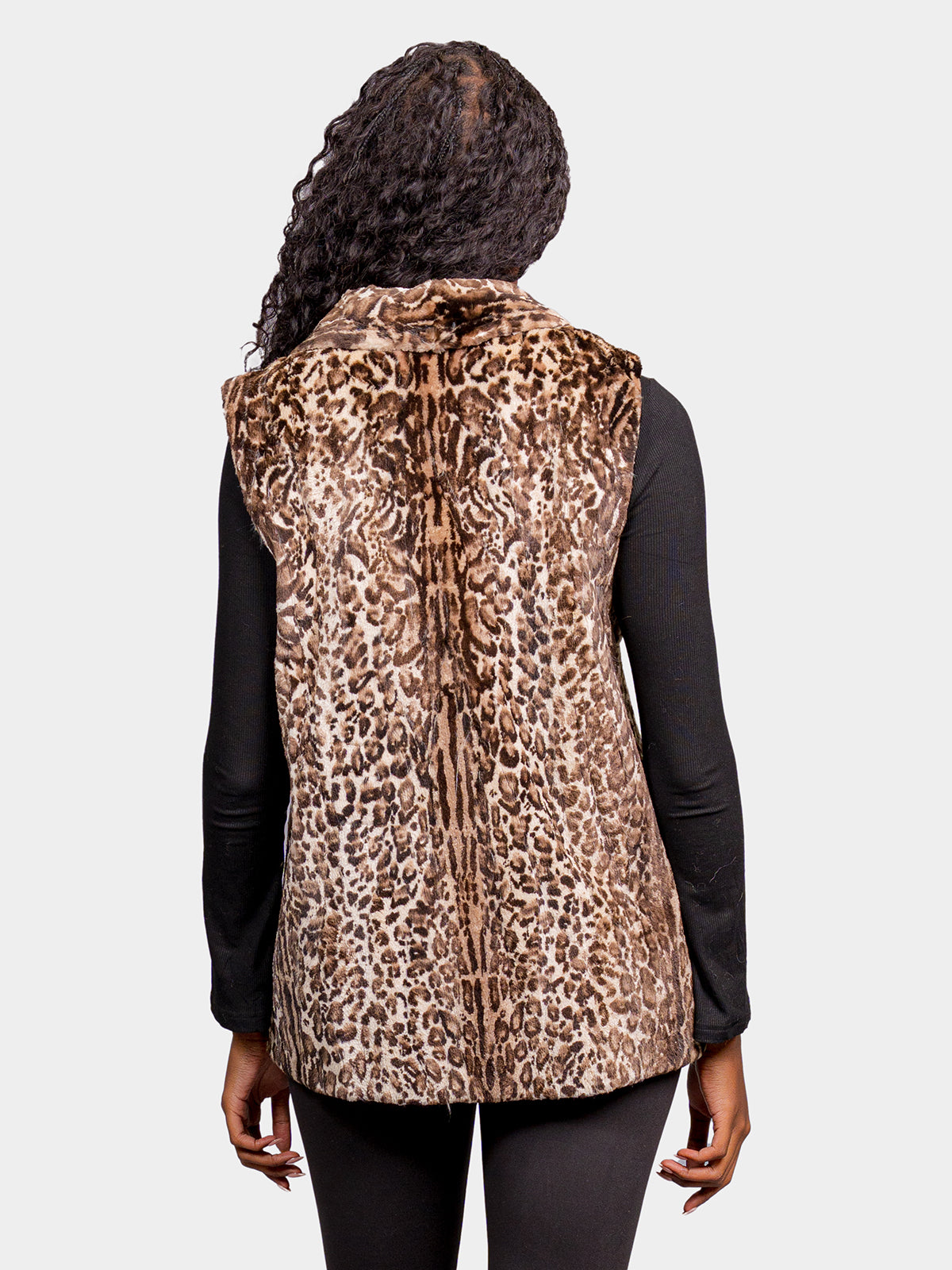 Women's Silver Leopard Print Beaver Vest