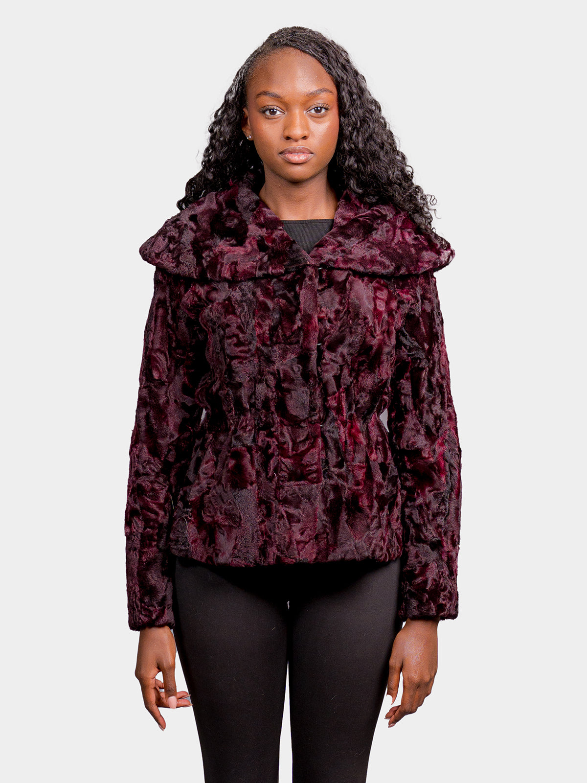 Women's Merlot Sculptured Karakul Shearling Jacket