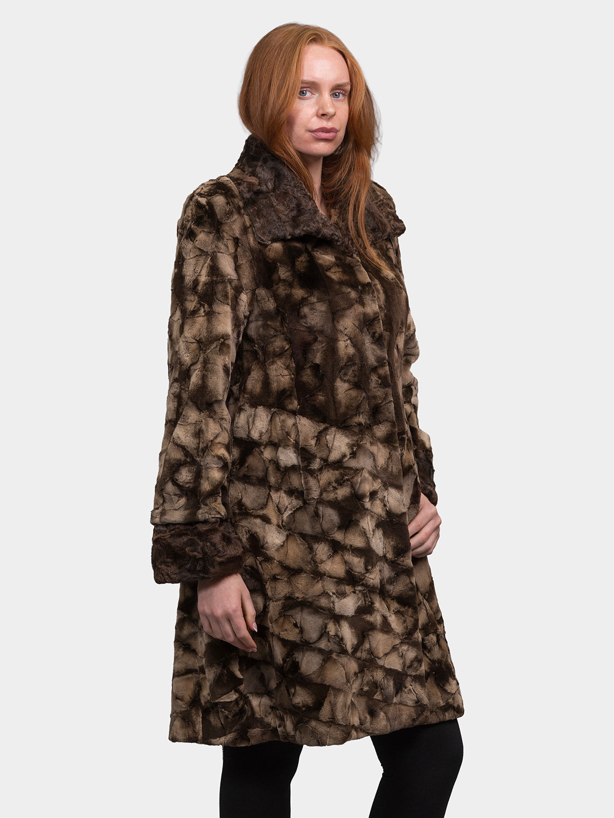 Women's Foiled Chocolate Sculptured Sheared Mink Stroller