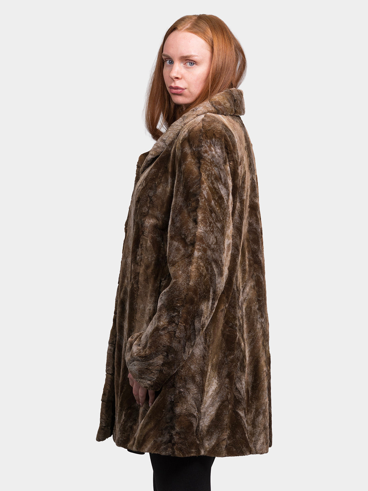 Women's Sculptured Sheared Mink, Reversible Taffeta