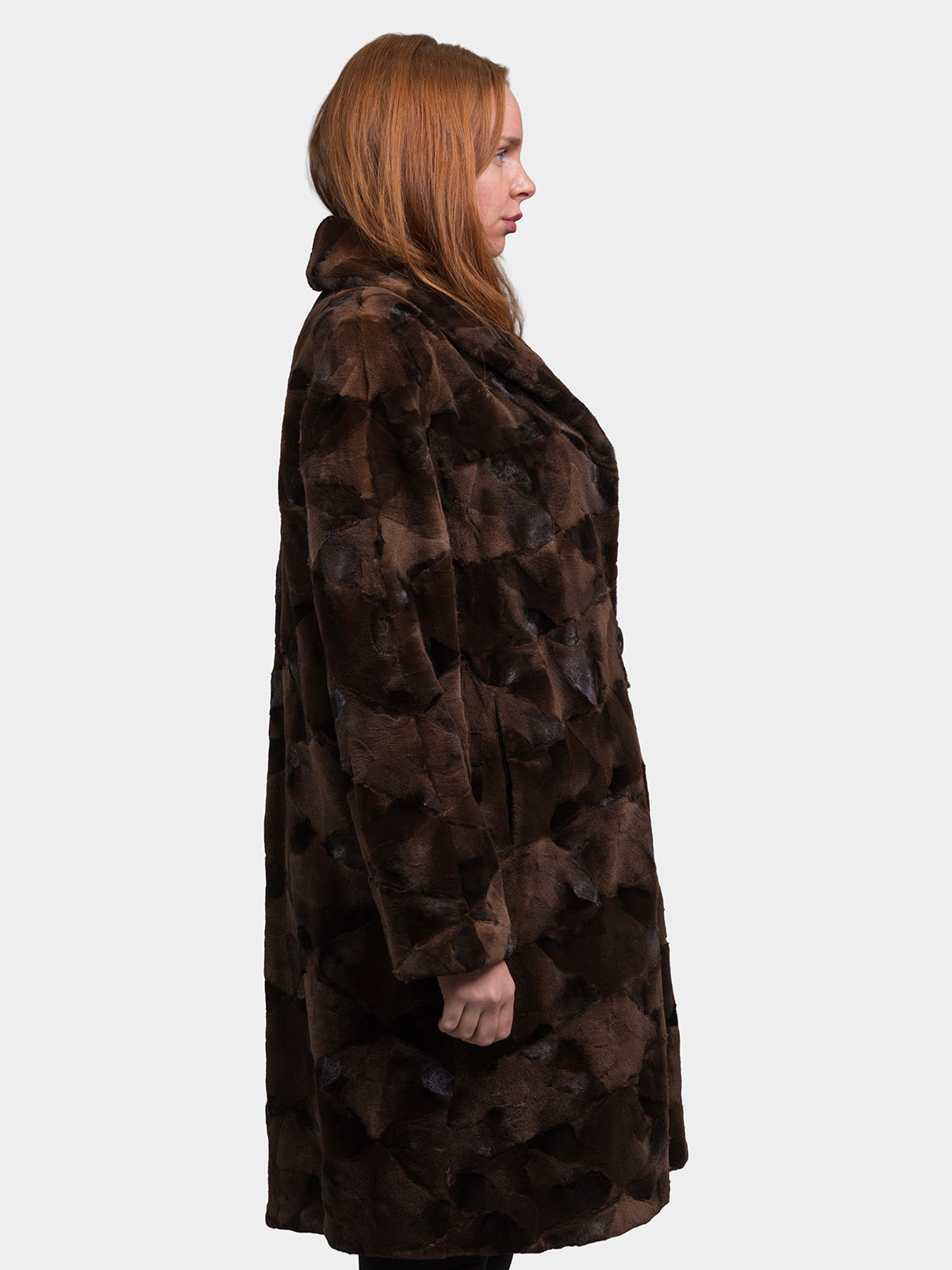 Women's Sculptured Mink Sections, Reversible Taffeta