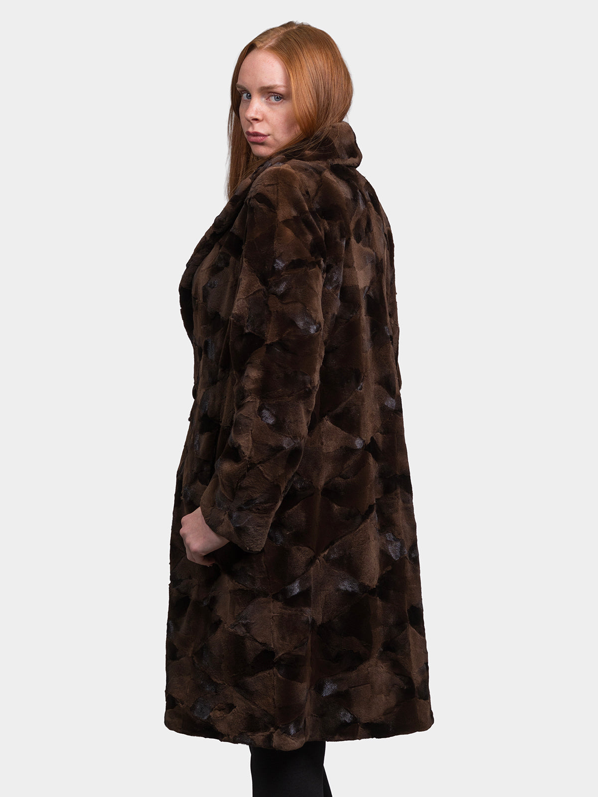 Women's Sculptured Mink Sections, Reversible Taffeta