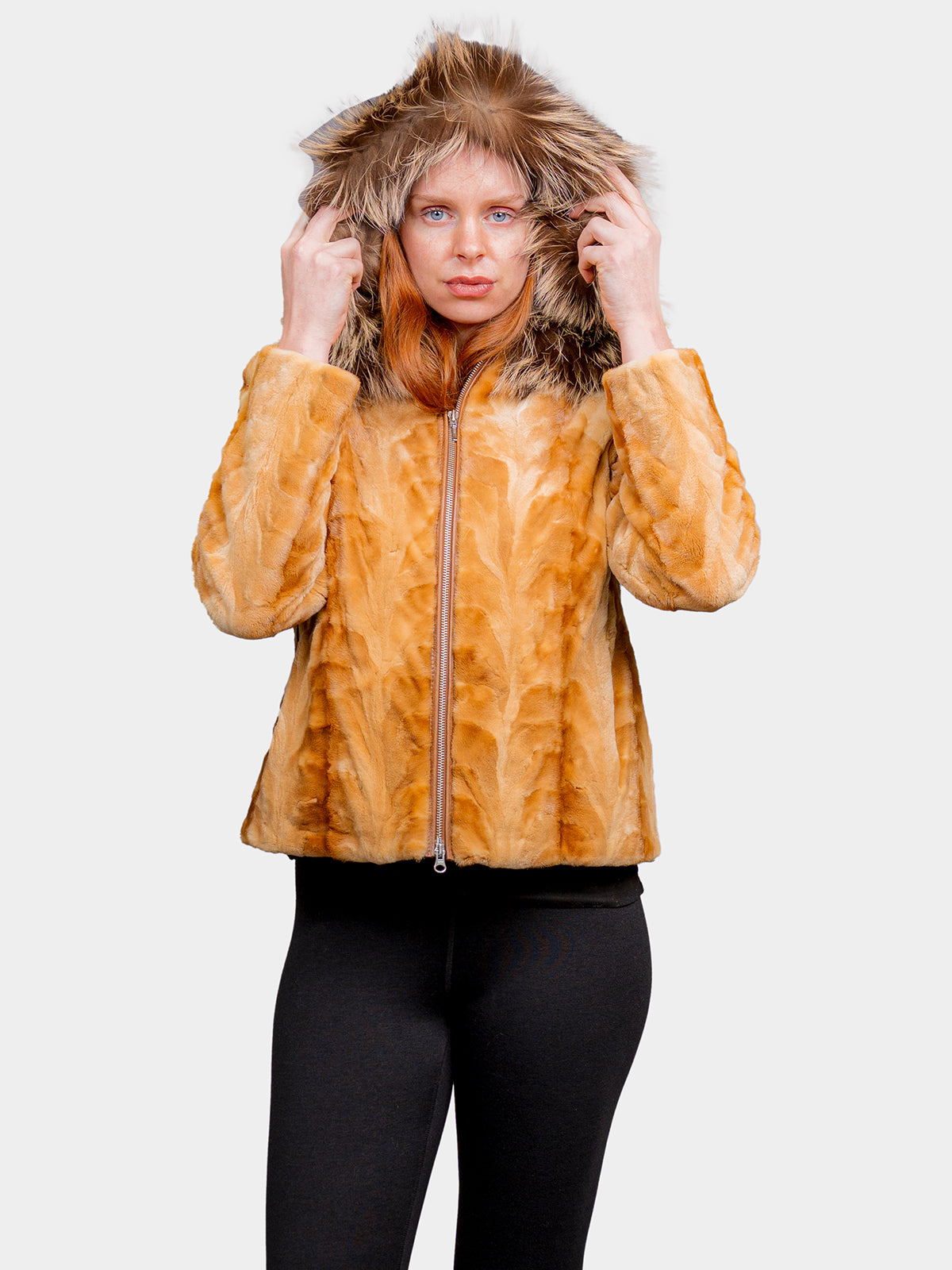 Women's Whiskey Sculptured Sheared Mink Jacket