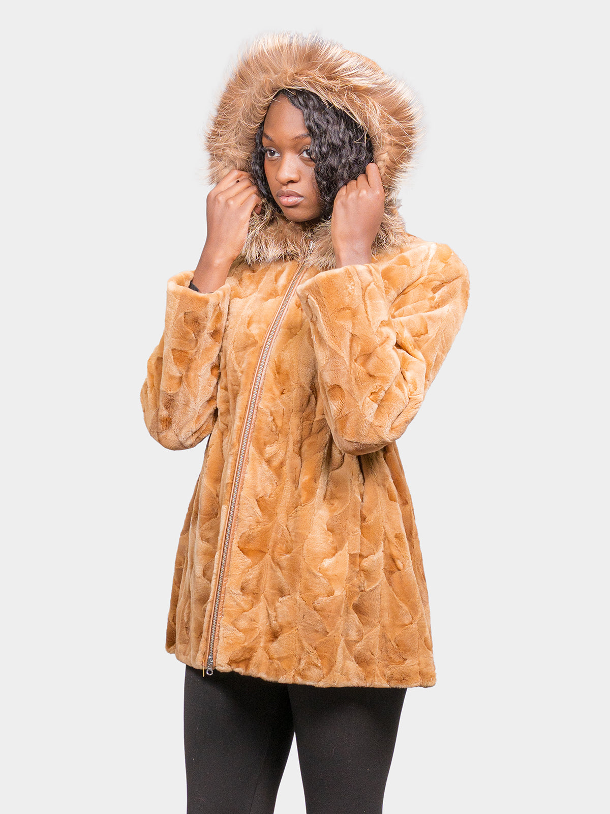 Women's Whiskey Sculptured Sheared Mink Jacket