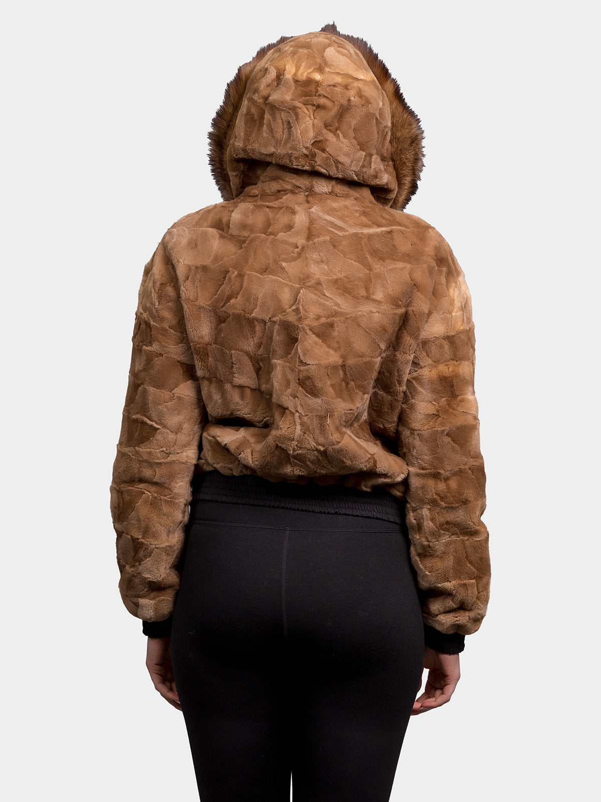 Women's Brown Sheared Mink Sections Jacket