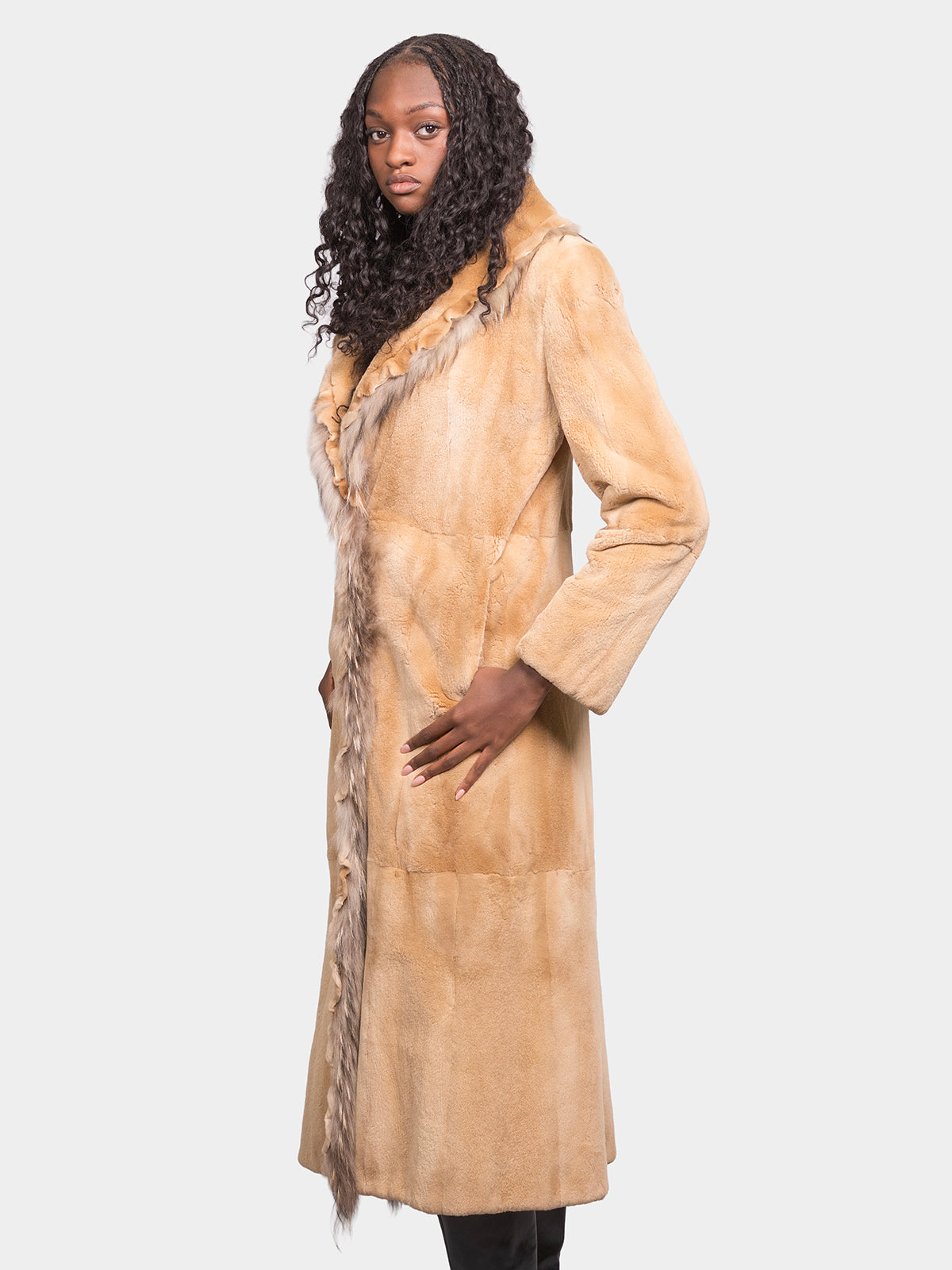 Women's Golden Plucked Mink Coat