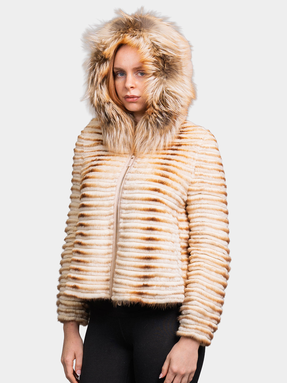 Women's Cream Feathered Mink & Beaver Jacket