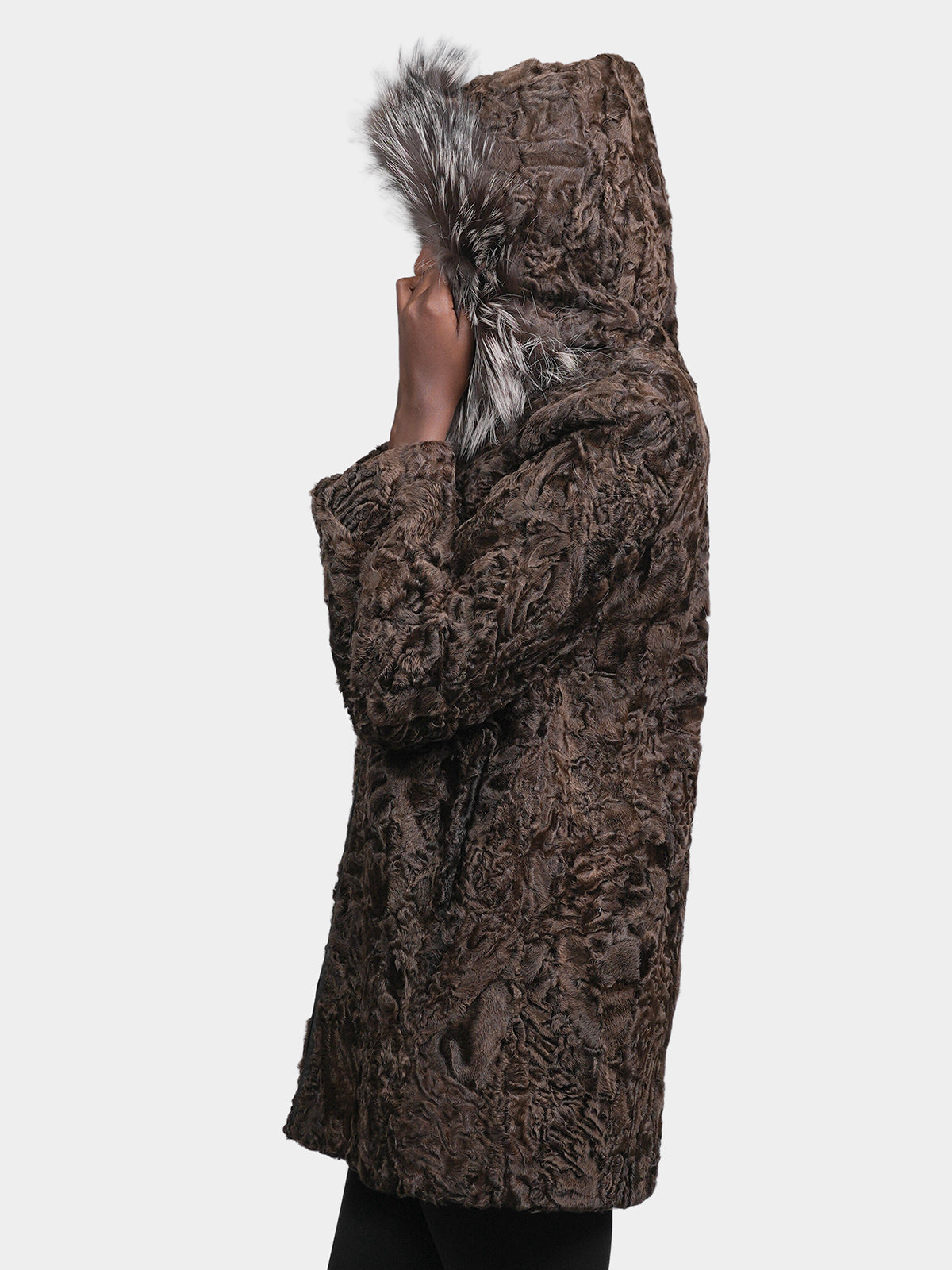 Women's Parka Brown Sculptured Karkaul Shearling Stroller