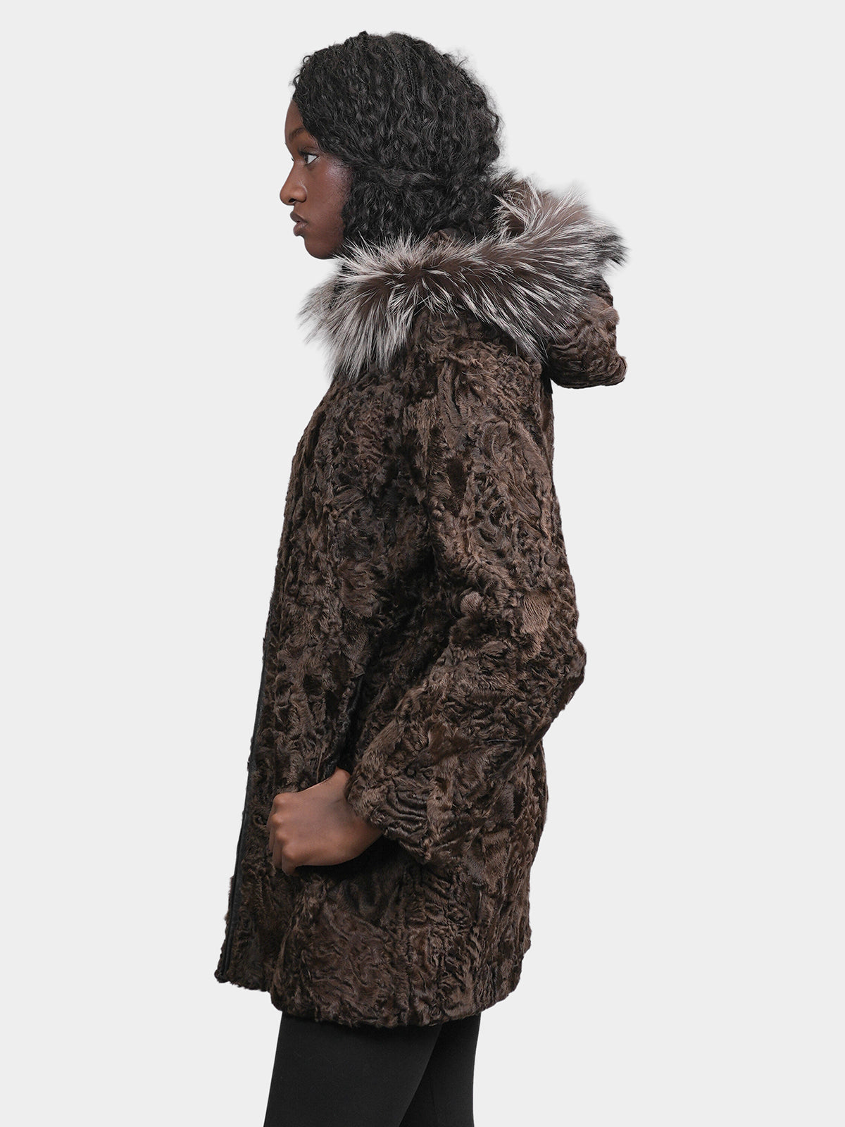 Women's Parka Brown Sculptured Karkaul Shearling Stroller