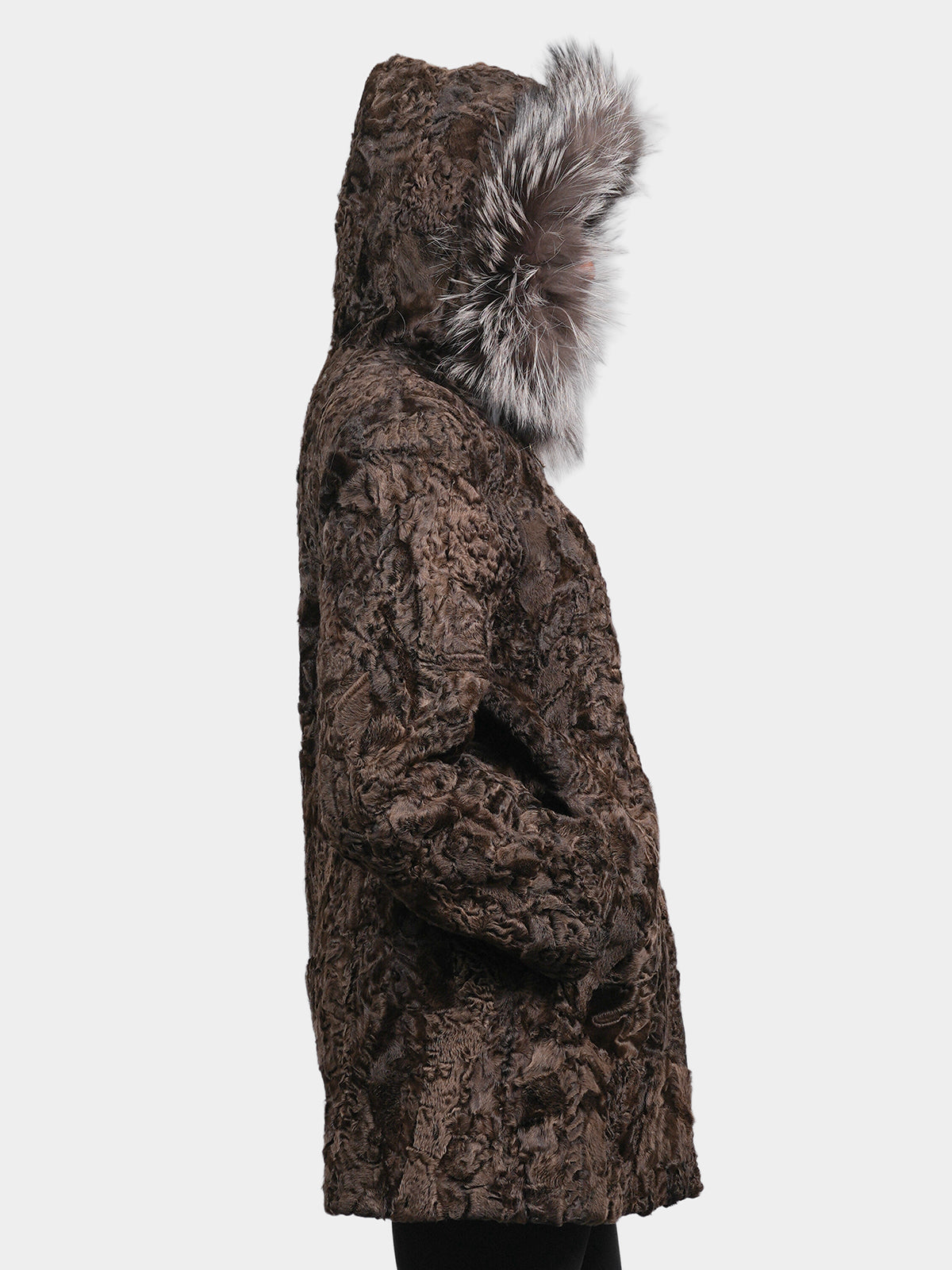 Women's Parka Brown Sculptured Karkaul Shearling Stroller