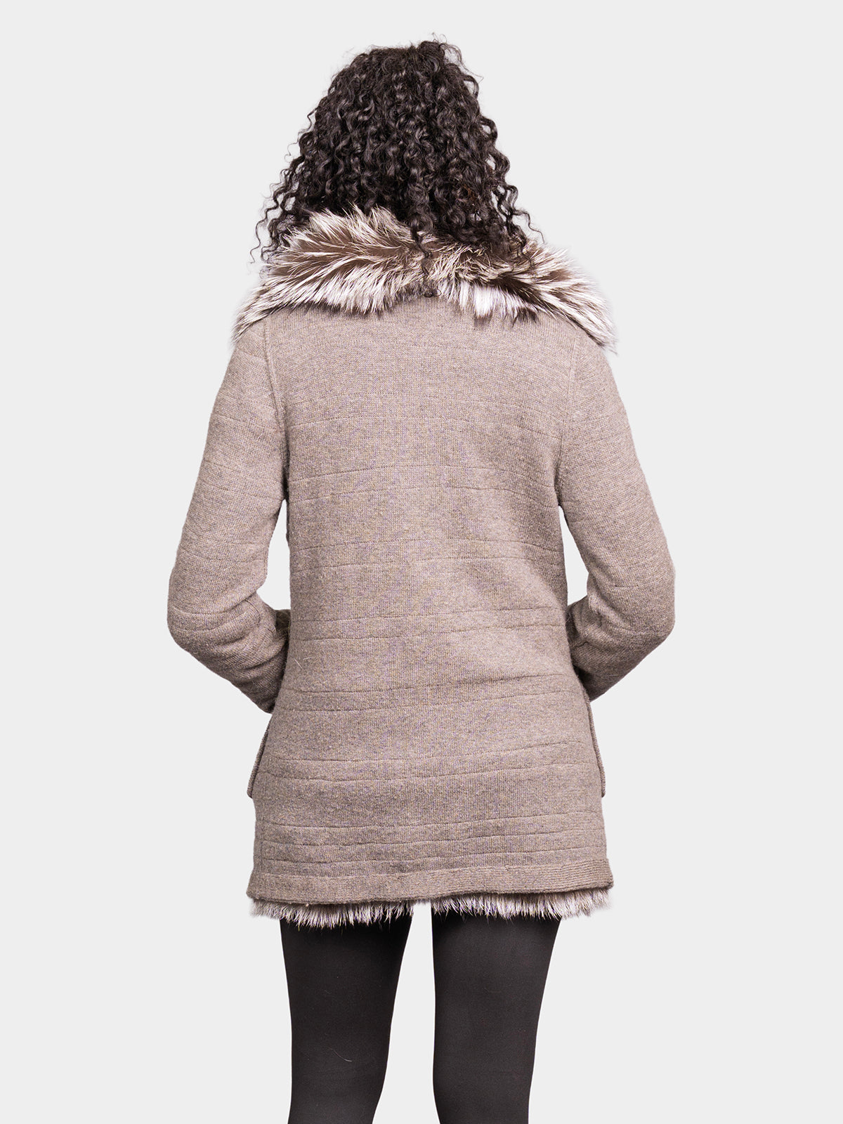 Women's Heather Silver Fox Cashmere Knit Sweater