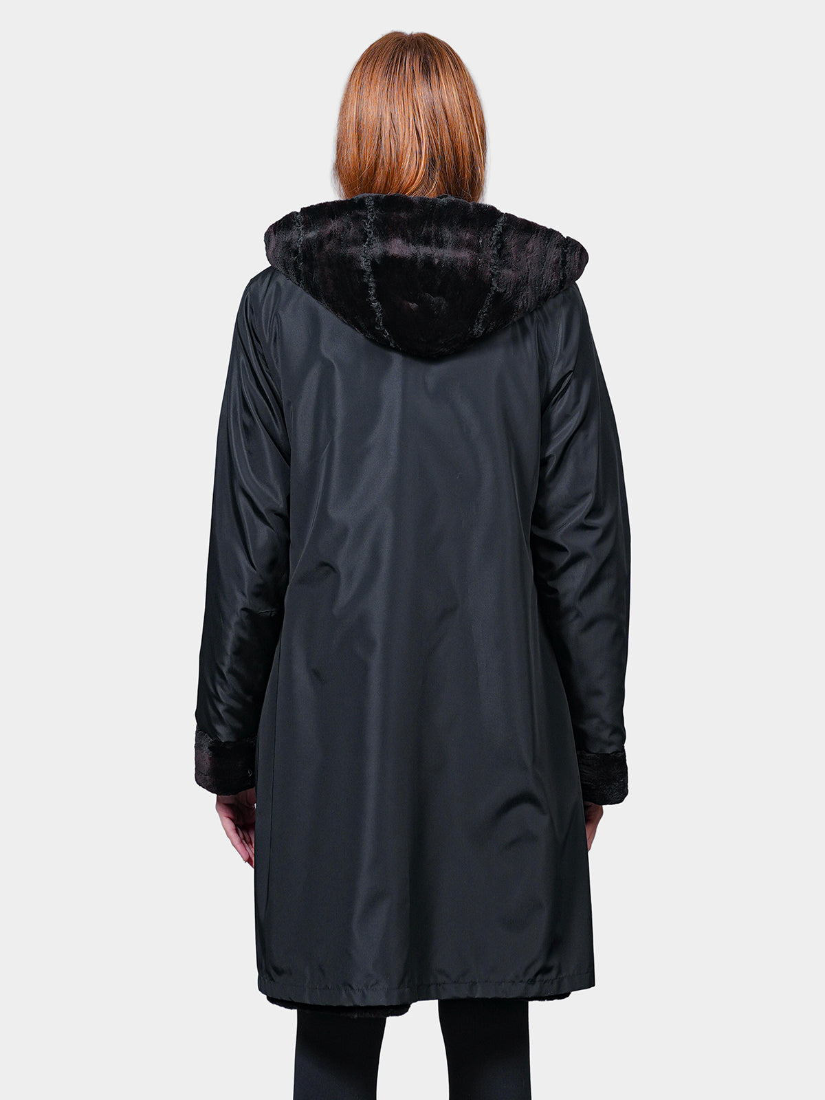 Women's Reversible Black Sheared Mink Parka