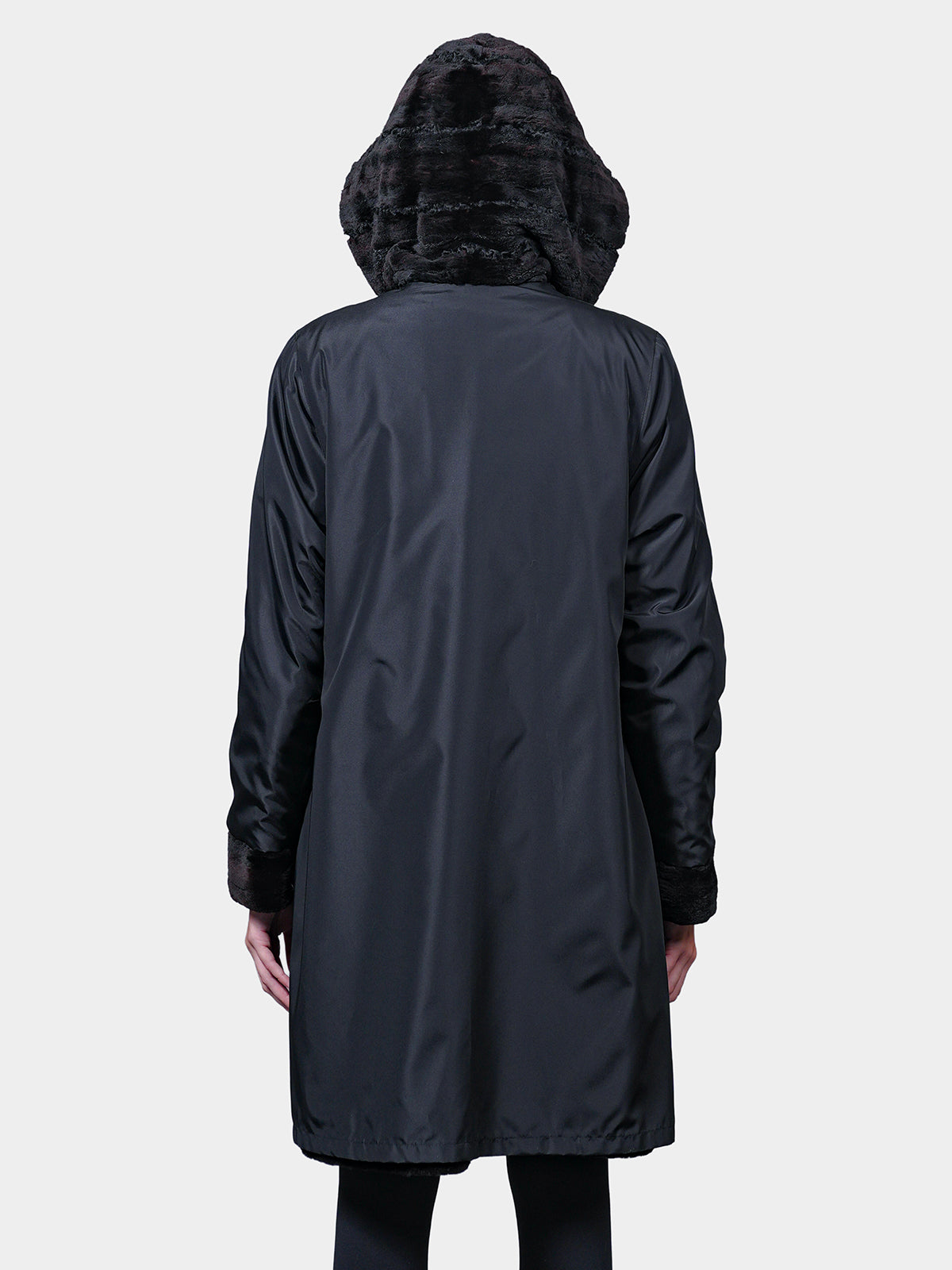 Women's Reversible Black Sheared Mink Parka
