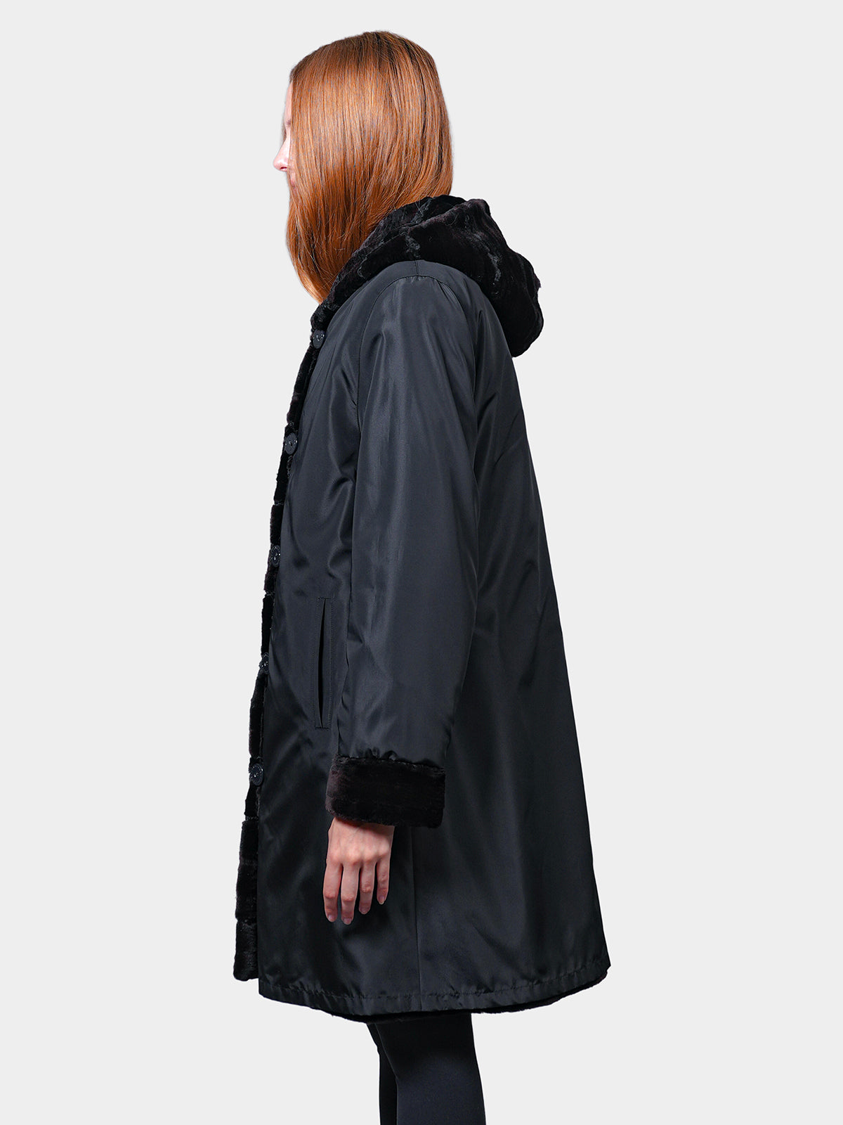 Women's Reversible Black Sheared Mink Parka