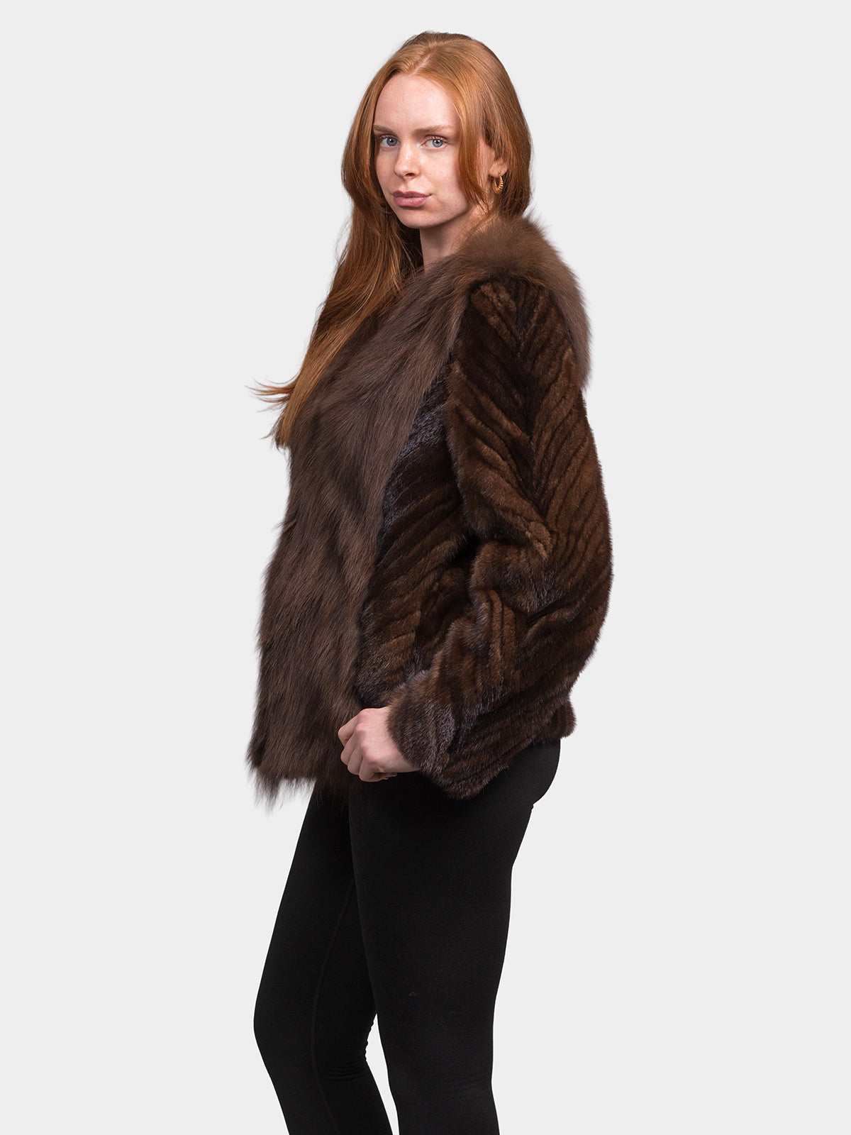 Women's Demi Buff Chevron Mink Jacket