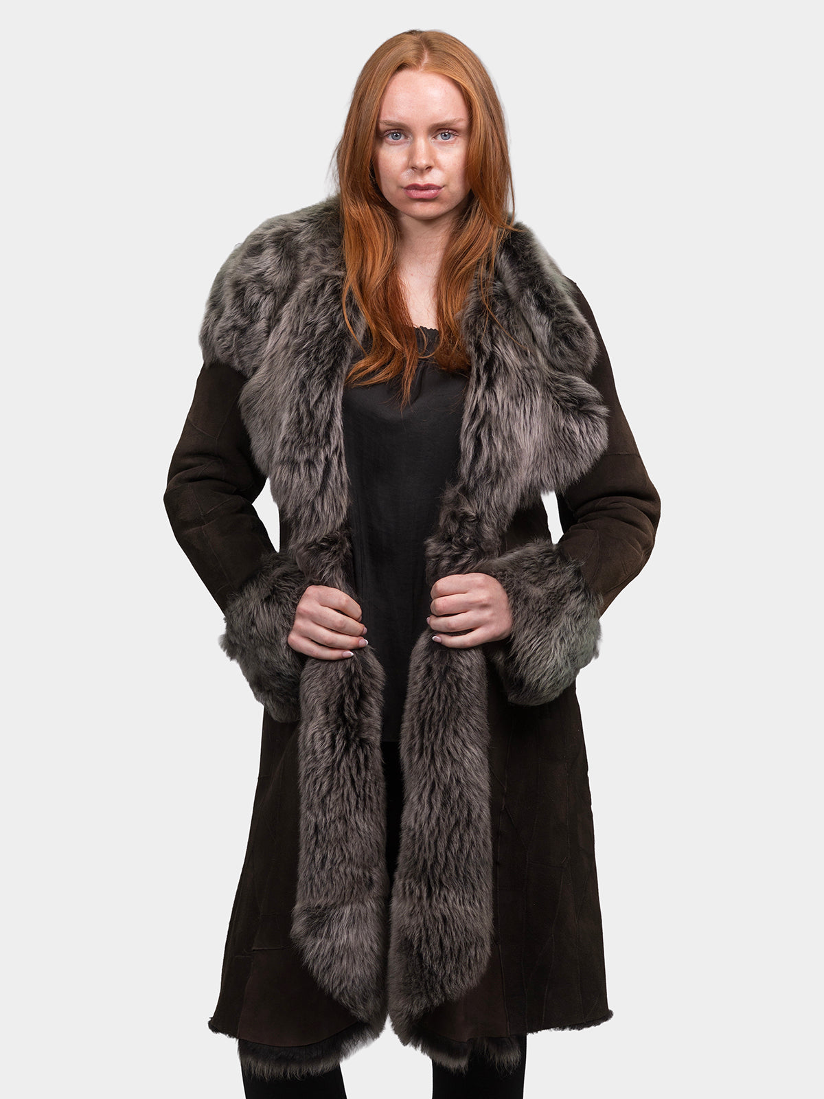 Women's Brown Shearling Patchwork Stroller