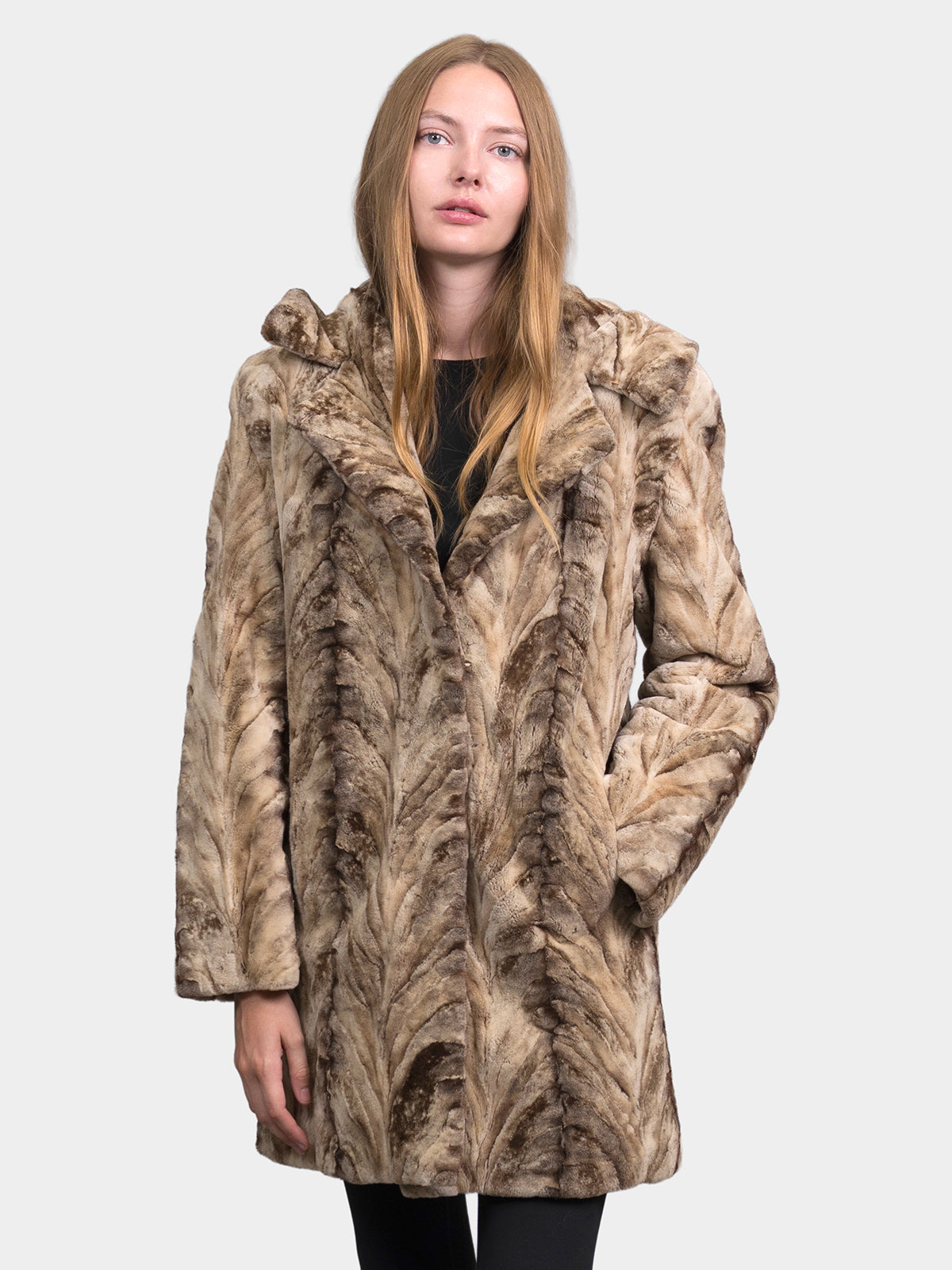 Women's Chocolate Sculptured Sheared Mink Parka
