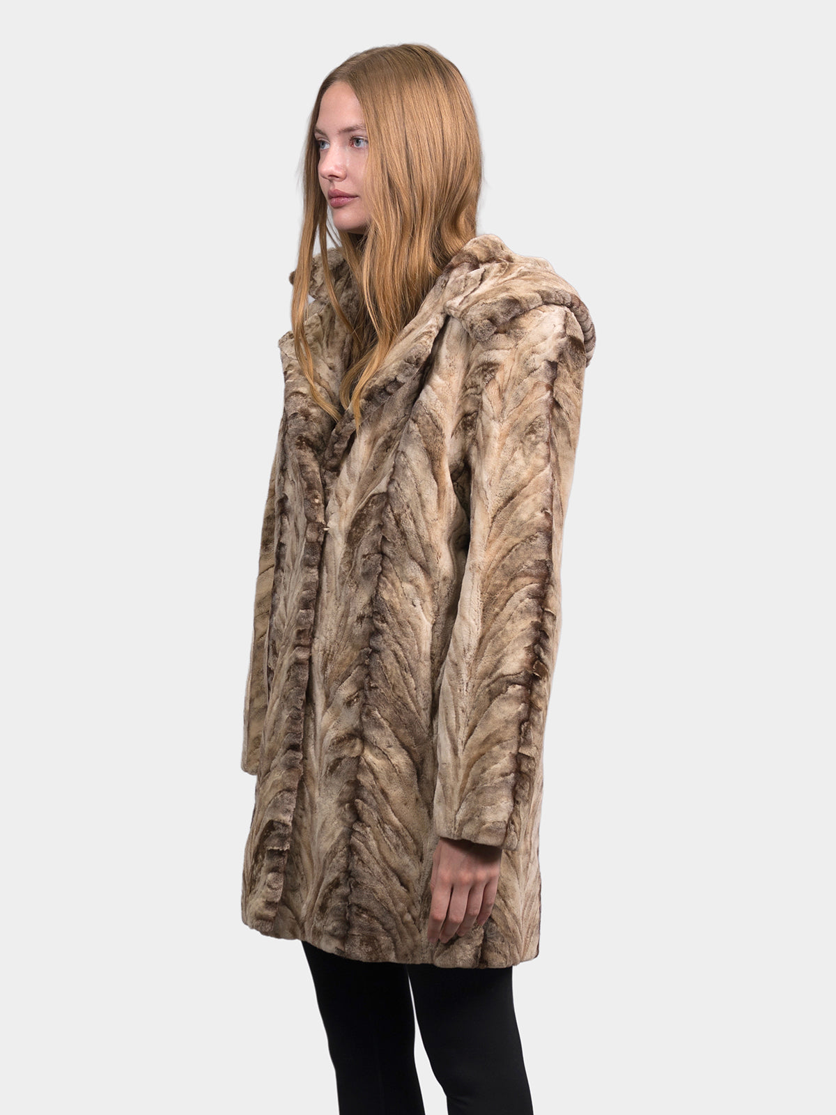 Women's Chocolate Sculptured Sheared Mink Parka