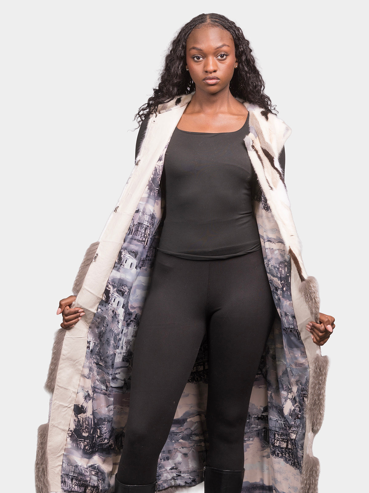 Women's Multi Mink Vest with Fox Trim