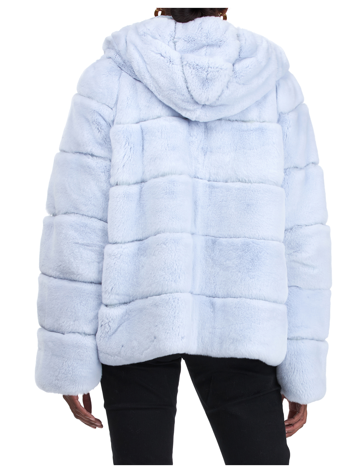 Gorski Woman's Sky Blue Rex Rabbit Fur Jacket Reversible to Quilted ...