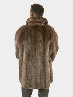 Man's Hazel Long Hair Beaver Fur Jacket