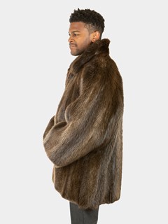Man's Hazel Long Hair Beaver Fur Jacket