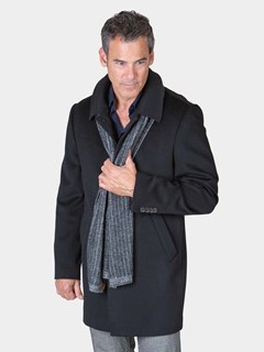 Man's Black Loro Piana Cashmere Wool 3/4 Coat