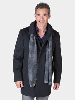 Man's Black Loro Piana Cashmere Wool 3/4 Coat