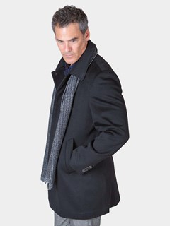 Man's Black Loro Piana Cashmere Wool 3/4 Coat