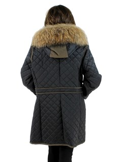 Woman's Black Fabric Quilted Jacket 