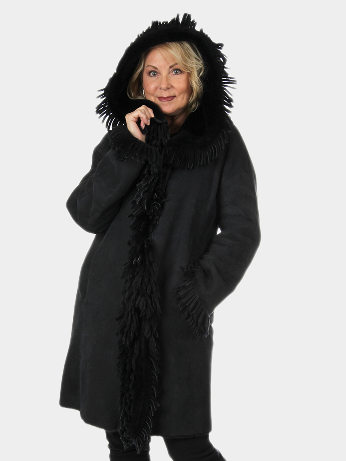 Gorski Woman's Navy Shearling Parka