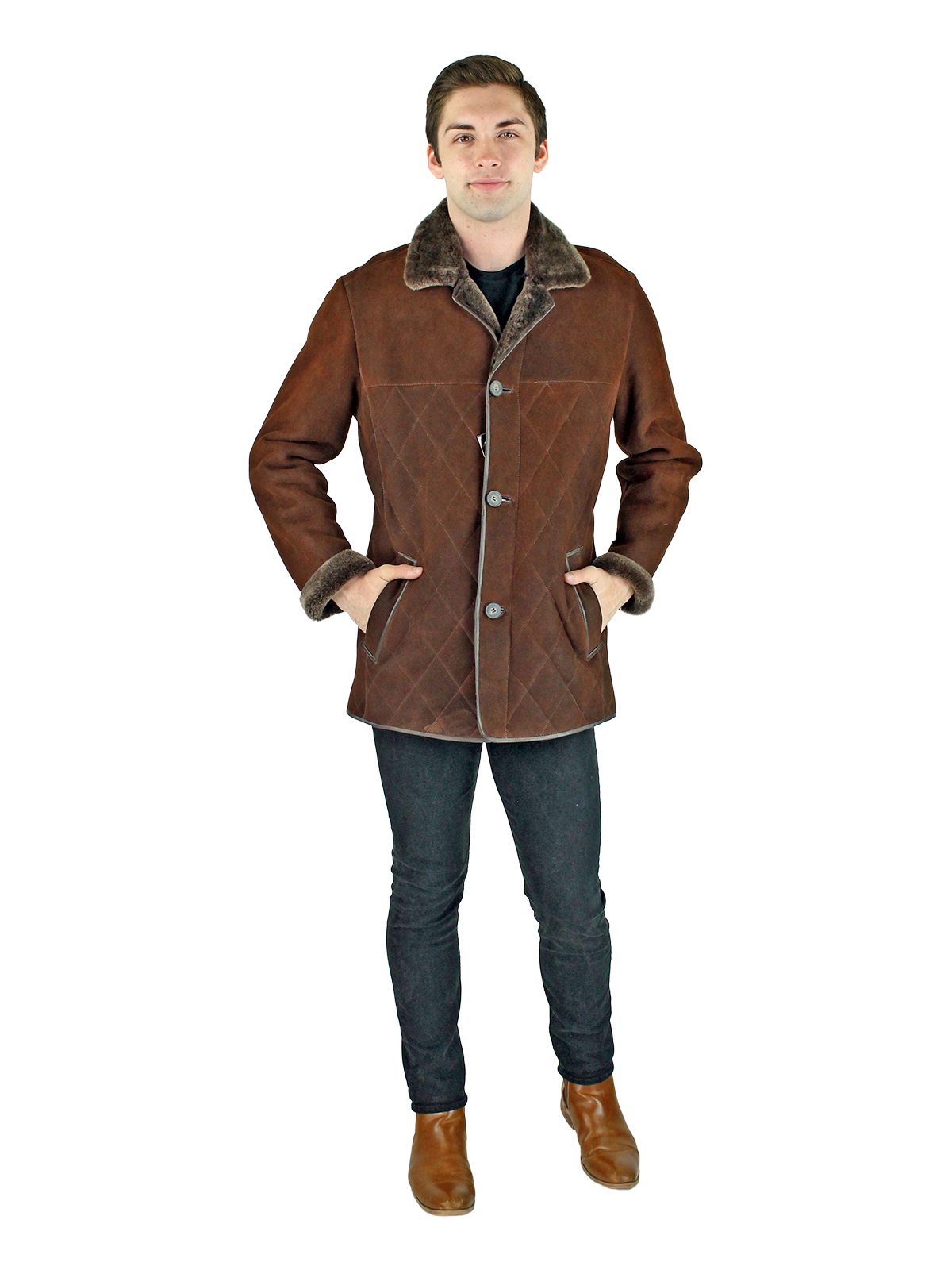 Man's Brown Shearling Lamb Jacket