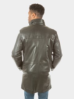 Man's Black Leather 3/4 Coat