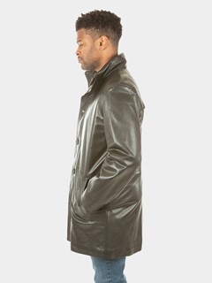 Man's Black Leather 3/4 Coat