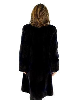 Woman's Navy Sheared Beaver Fur 7/8 Coat