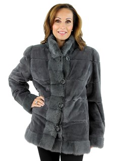 Woman's Grey Sheared Mink Fur Jacket