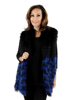 Woman's Blue and Black Finn Raccoon Fur Vest