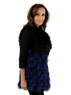 Woman's Blue and Black Finn Raccoon Fur Vest