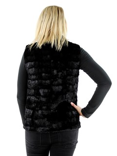 Gorski Woman's Black Grooved Mink Section Fur Vest