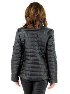 Women's Black Lash Leather Zipper Jacket