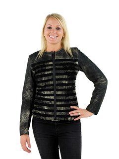 Woman's Black and Brushed Gold Suede Jacket 