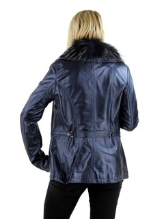 Woman's Pacific Blue Lambskin Leather Jacket
