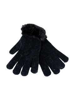 Woman's Black Knit Chenille Gloves