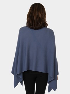 Woman's Blue Knit Fashion Poncho