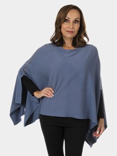 Woman's Blue Knit Fashion Poncho