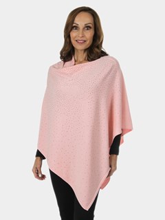 Woman's Pink Knit Fashion Poncho