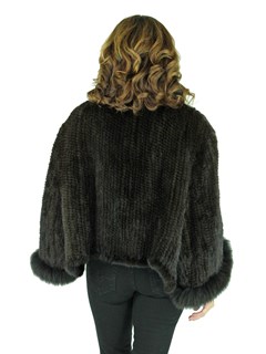 Woman's Mahogany Knitted Mink Fur Cape