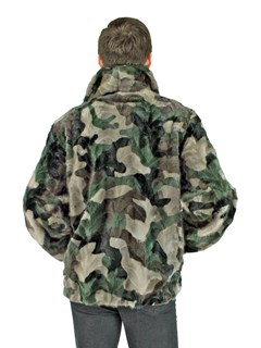Men's Camo Mink Fur Section Jacket